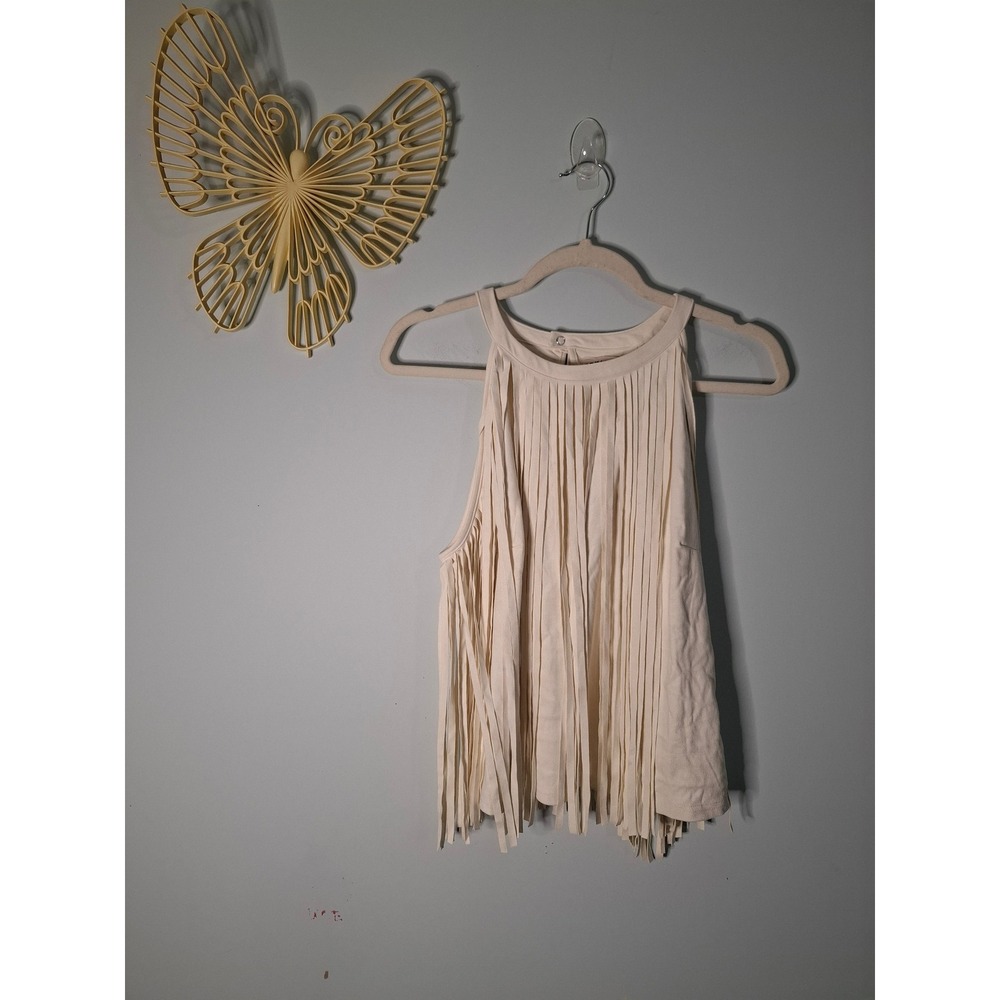 Idyllwind Miranda Lambert Cream Fringe Halter Tank Top Medium Western Boho Ivory
